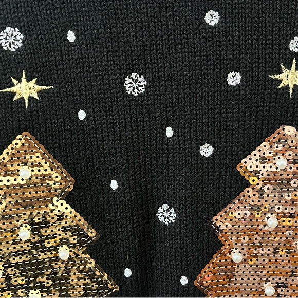 Karen Scott Christmas Tree Holiday Sequin Embroidered Ugly Grandma Large - Picture 6 of 9